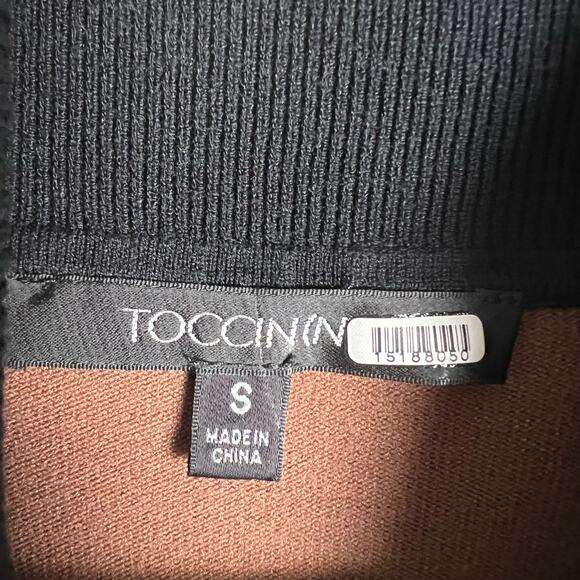 Toccin Blake Striped Ribbed Black Brown Turtleneck Sweater Dress Size S - Picture 15 of 15